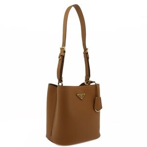 Prada Bucket Shoulder Bag Brown Leather 1BB080 New